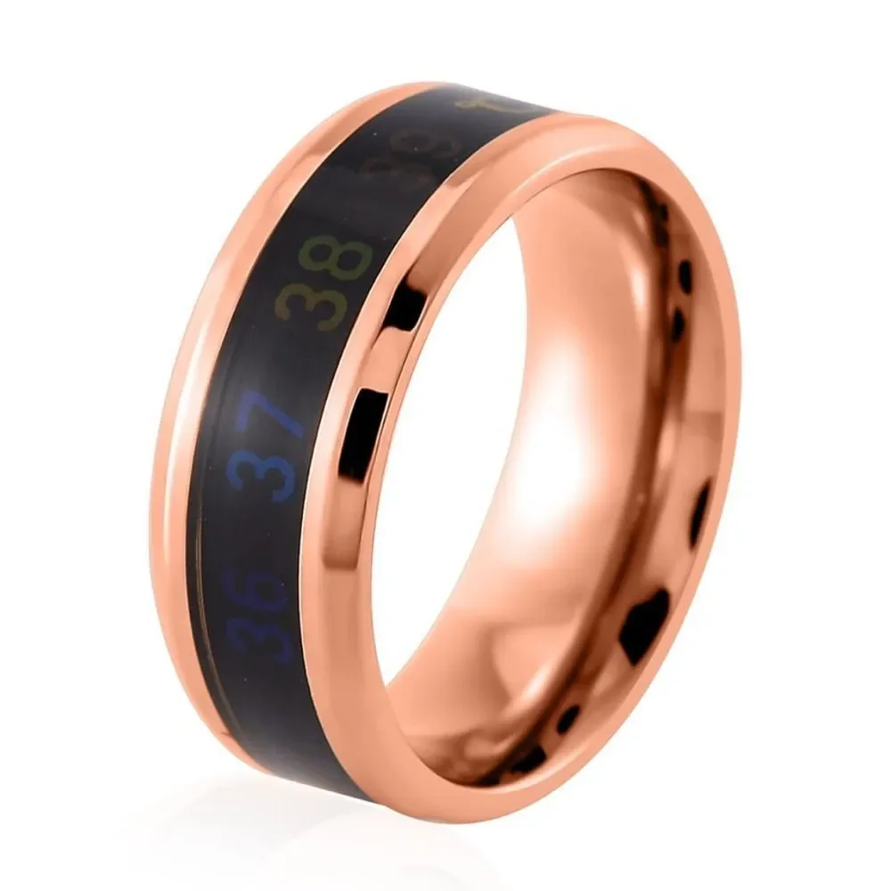 Celsius Smart Temperature Ring - Rose Gold and Black Stainless Steel 8
